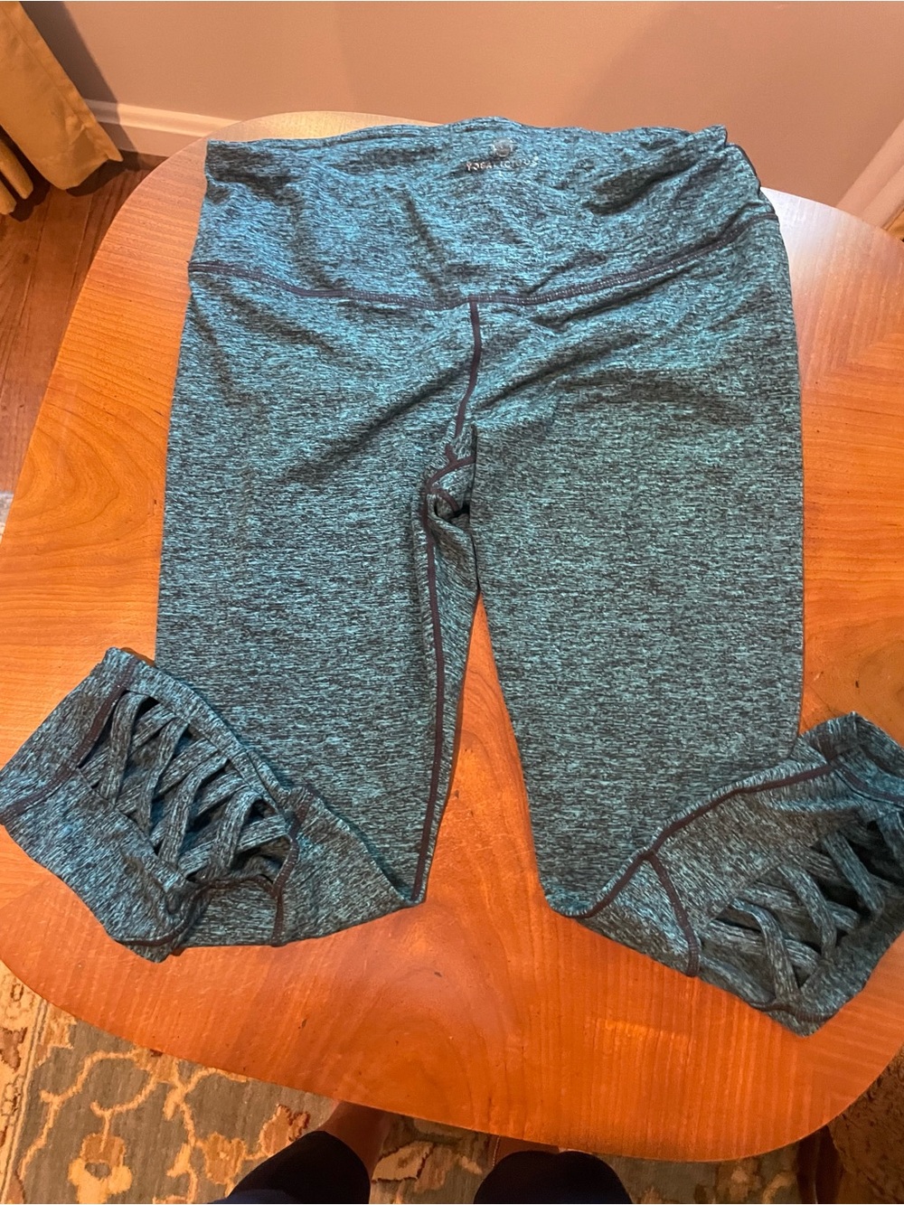 Yogalicious Green Heather Capri Leggings with Contrast Stitching
